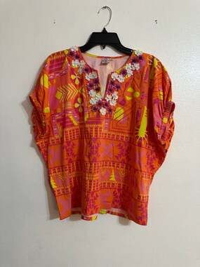 Sheridan French Floral Embellished V-Neck Top Size S